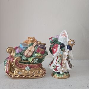 FITZ AND FLOYD CLASSSICS FLORENTINE CHRISTMAS SALT AND PEPPER SHAKERS NEW